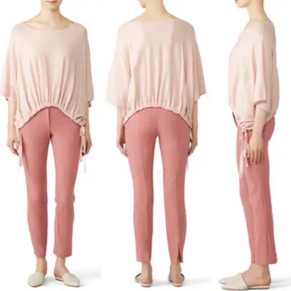 Milly Tops - Milly Elastic Tie Hem Pink Top Boat Neck Oversized Size Small